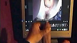 See the sissy and a faggot jerking off while watching behind a mans ass