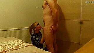 tiny cute blonde in hot pants chats and hangs out with guy