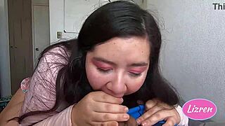 lizren gives oral to neighbor in pajamas