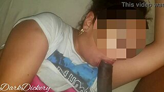 Thick Latina babe rubs pussy while sucking huge BBC!