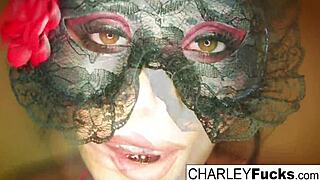 charley chase in sexy lingerie and stockings, masturbating solo with big tits