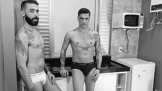 hey, this gay couple is debuting with big cocks in porn, so hot