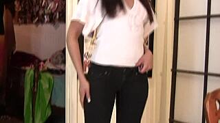 Ivy Black strips and rips her clothes, exposing her nude tits and ass.