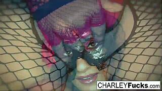 charley chase in sexy lingerie and stockings, masturbating solo with big tits
