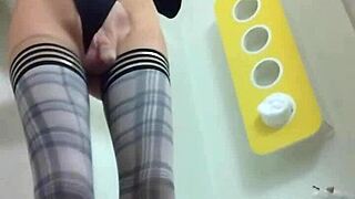 mature shemale enjoys solo play