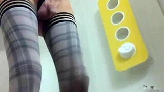 mature shemale enjoys solo play