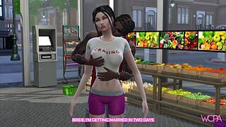Cartoon bride has surrenders to wild sex in supermarket on the last day of her wedding