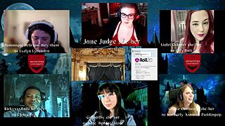 Monsters University Episode 4: Jane Judge, Dominique Delerium, Girlbot Div, Cassie Cummings, Violet October, and Rickyxxxrails in Fantasy Desk Game with Cum