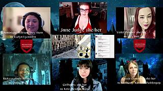 Monsters University Episode 4: Jane Judge, Dominique Delerium, Girlbot Div, Cassie Cummings, Violet October, and Rickyxxxrails in Fantasy Desk Game with Cum