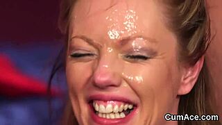 Can this randy beauty handle a cumshot on her face while eating all the spunk?