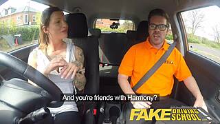 fake driving lesson turns messy creampie