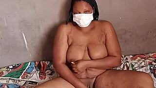 Black ebony woman achieves orgasm with rough anal