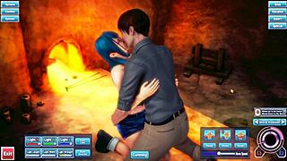 Blue-haired beauty intensely pleasures herself in hentai anime