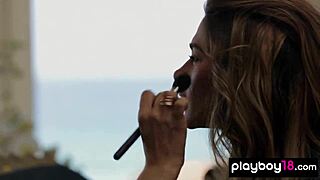 Maggie May putting out her huge knockers in outdoor solo hardcore sex scene