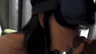 My stepmom caught me masturbating in VR and fucked me to keep the secret.