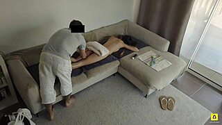 Teen receives a creampie while giving a massage