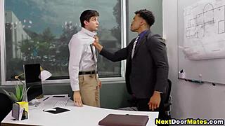 Black Boss FUCKS Naughty Office Clerks In The Office
