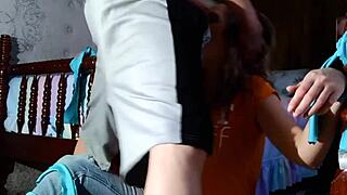 The girl is tied up in an intense scene