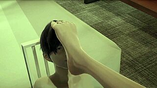 asuka tsundere teases bondage teen with footjob until cumshot 😏