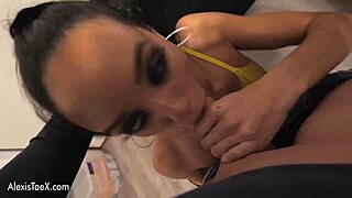 Avid porn lover watches her hero squeeze the tits of a tight little bitch while she gets sodomized by two cocks at once