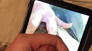 hey, check out this virgin's solo cumshot tribute to trueangelapi with big monster cock masturbation 😏