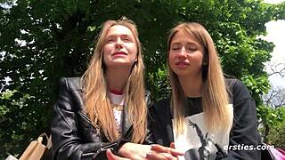 Sexual attraction of blonde girls lesbians playing with toys