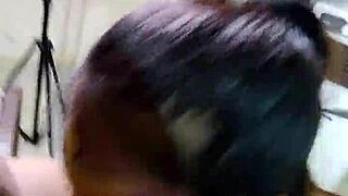 Indian MILF jerks the boss and gives him a sloppy blowjob