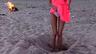 lovely lucy g teases herself in a cute pink evening dress