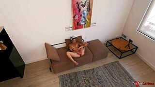 I masturabte on the sofa