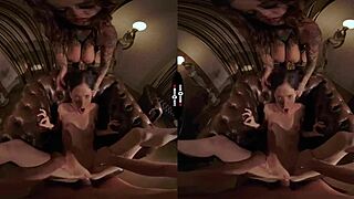 Dark room VR session turns wild with group action