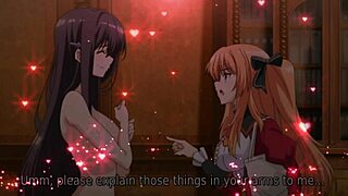 Lesbian teens in hentai college explore big tits licking and sucking. Their anime adventure unfolds with blonde beauties under music vibes.