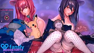 Queen Squirting Dildo Play in Fishnets with Cute Anime Vibes and Wet Pussy Action