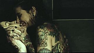 Inked woman chats before activity with her partner