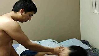 A latina wife rides her husband's monster cock in a hardcore cowgirl session, bending over to reveal her ass and tits while the couple enjoys intense sex.