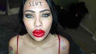 Bimbo Lips Tease with Sloppy Blowjob