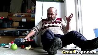 Blonde teen jerks old dick!