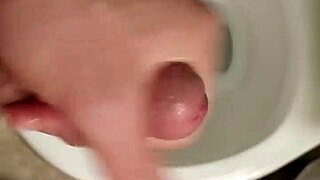 He strokes his big saliva covered cock