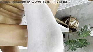 Russian babe's oiled feet fetish close-up, pussy solo action with babe vibes! 😍👣