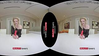 blonde british girl in realitylovers vr enjoys solo joyride with dildo.