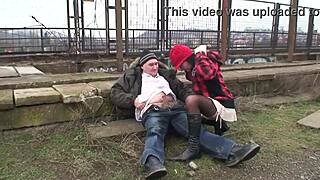 Gorgeous brunette shows off perfect tits in outdoor fun.