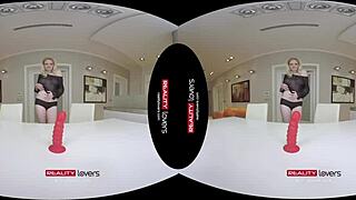 blonde british girl in realitylovers vr enjoys solo joyride with dildo.