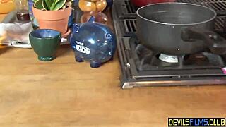 Redhead babe gets stuffed in both holes with big black cocks during group banging.