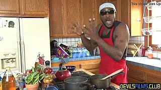 Redhead babe gets stuffed in both holes with big black cocks during group banging.