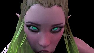 A cute Wood elf maid blowjob POV on her knees in VR porn