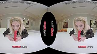 blonde british girl in realitylovers vr enjoys solo joyride with dildo.