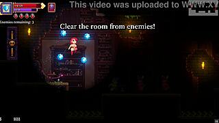 Big breasted monster girl having sex with dildo in Hentai game