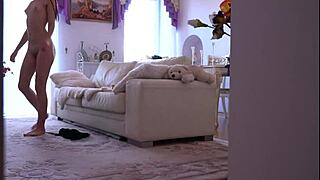 Watching my brunette ex girlfriend lazily lay naked on the sofa