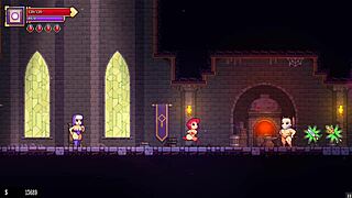 Big breasted monster girl having sex with dildo in Hentai game