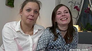 Non-professional girls go all out with their tongue penetration play
