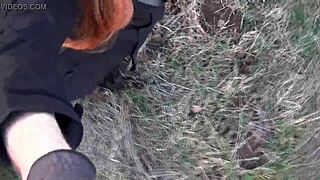 broke wears mask outdoors in public fetish fun